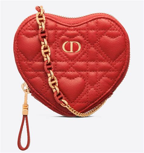 dior caro heart pouch with chain|dior caro compact zipped wallet.